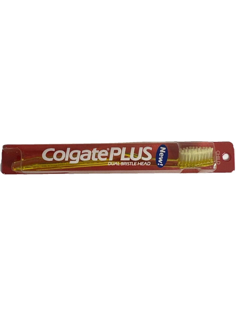 Colgate Plus Dual Bristle Head Child Toothbrush Yellow Sealed USA Vintage